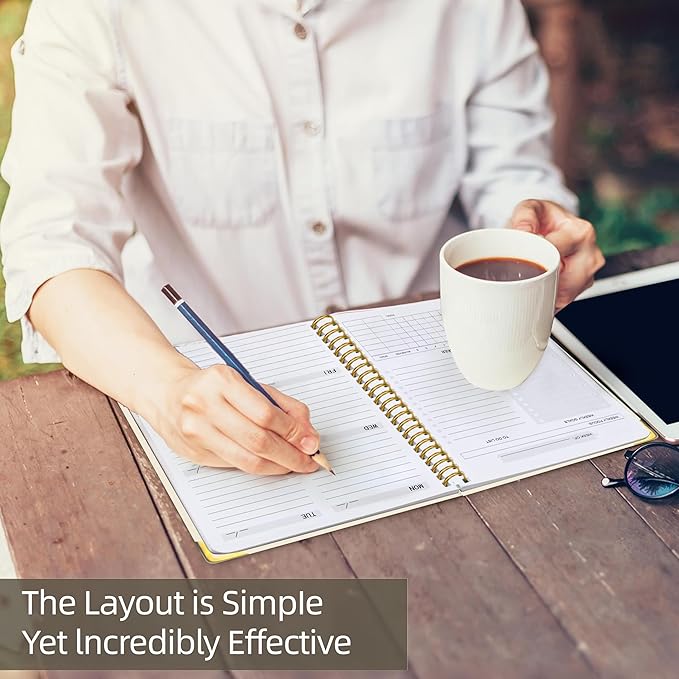 Undated Weekly Planner, Weekly To Do List Notebook with Goal & Habit Tracker Organizer, A5 5.8" x 8.0" Weekly Planner Notebook with Spiral Binding for Men or Women-CubbioJoy