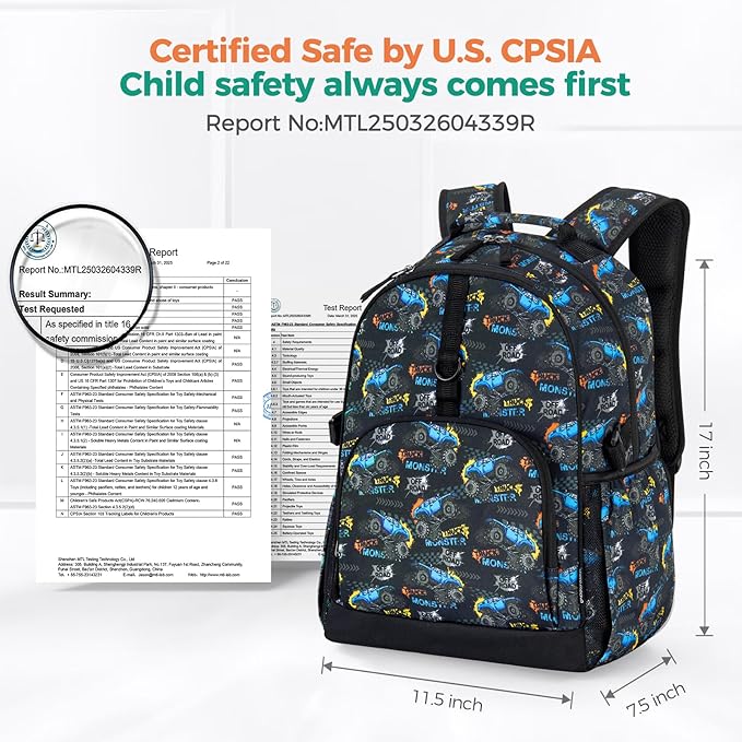 Choco Mocha Backpack for Boys, Elementary School Backpack for Boys Ages 6-8 Kids Kindergarten Backpack Bookbag 17 Inch with Chest Strap, Camo-CubbioJoy