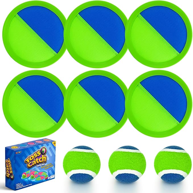 Ayeboovi Toss and Catch Ball Game Outdoor Beach Pool Toys for Kids Games 6 Paddle 3 Balls Pool Beach Lawn Yard Games 3 4 5 6 7 8+ Year Old Toddler Boys Girls Birthday Gift-CubbioJoy