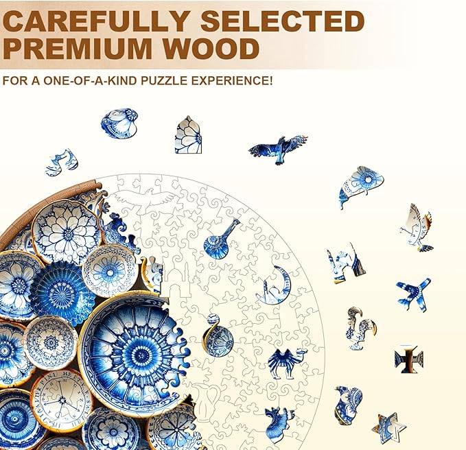 Jigfoxy Wooden Puzzles for Adults, Azulejo Dreams – Port Wood Puzzles Adult, Unique Animal Shape Wooden Jigsaw Puzzles for Adults, Birthday Gifts for Puzzle Lovers, Friend (S-8.5 * 8.4in-100pcs)-CubbioJoy