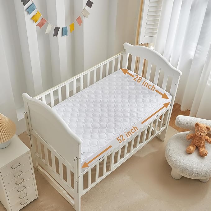 BEDLORE Waterproof Mattress Protector Crib, 2 Pack Soft Mattress Pad, Noiseless Machine Washable Mattress Cover, Ultimate Protection for Your Baby's Crib Toddler Bed (52''x28'')-CubbioJoy