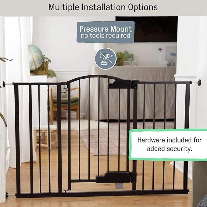 Ingenuity Easy Open Baby Gate & Dog Gate, Hands-Free Open Patent-Pending Foot Pedal, 27.5"-52" Wide, 28" Tall, Hardware or Pressure Mounted, Install in Doorway, Bottom of Stairs, or Wall - Espresso-CubbioJoy