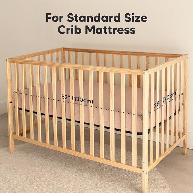 KeaBabies 2-Pack Muslin Crib Sheets for Boys, Girls - 100% Organic Cotton Fitted Baby Crib Mattress Sheet, Soft Breathable Standard Toddler Bed Cover Bedding Set, Neutral, Durable 52x28 (Russet)-CubbioJoy