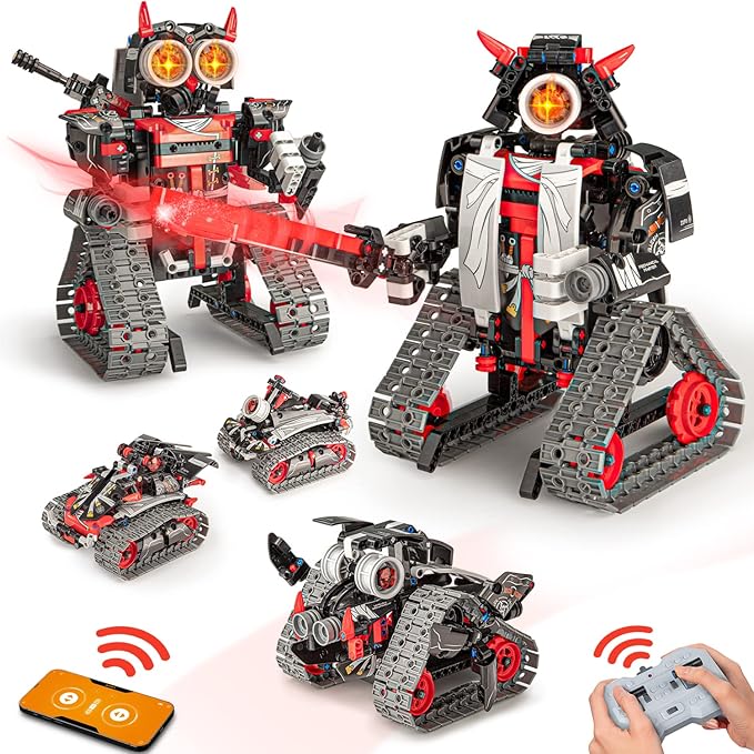 5 in 1 STEM RC Robot Building Kit, APP & Remote Control Samurai/Ninja Blocks 419 Pcs, Erector Set RC Toy for Kids, DIY Build Science Educational Gift for Age 6 7 8 9 10 11 12+ Boys & Girls-CubbioJoy