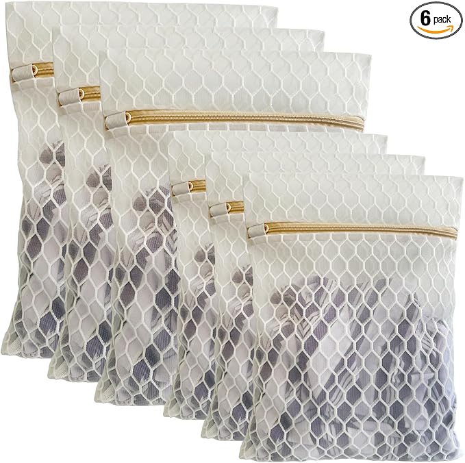 6 Pack Laundry Bag, Durable Big Honeycomb Mesh Laundry Bags Suitable for Delicate Clothes Washing (3 Large, 3 Medium)-CubbioJoy