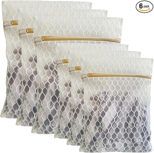 6 Pack Laundry Bag, Durable Big Honeycomb Mesh Laundry Bags Suitable for Delicate Clothes Washing (3 Large, 3 Medium)-CubbioJoy