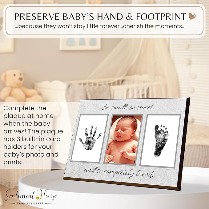 Inkless Hand and Footprint Kit, Baby Keepsake Plaque & Baby Shower Gifts - Ideal as Mom To Be Gift, Nursery Picture Frames, Clean Touch Hand and Footprint Kit (Style 2 - Design 3)-CubbioJoy