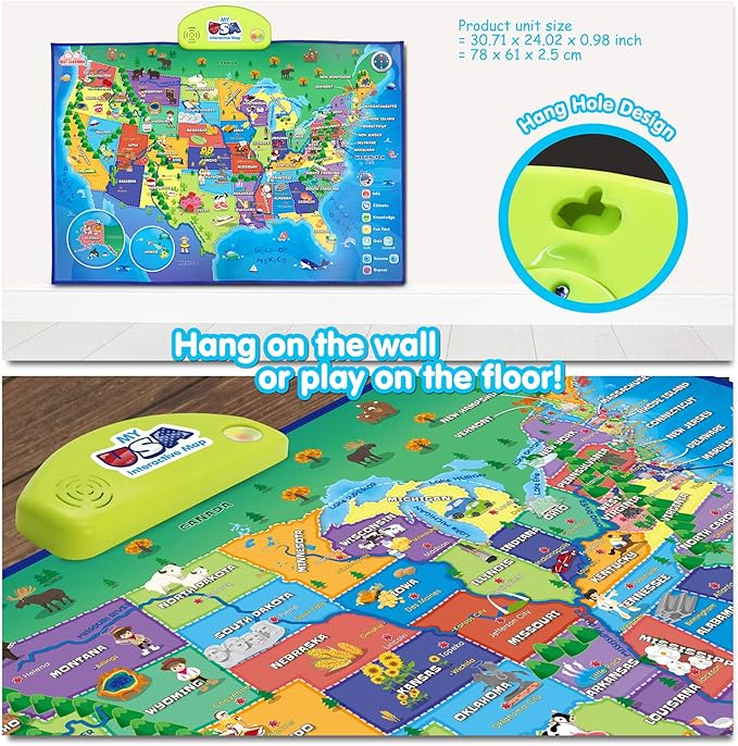 BEST LEARNING i-Poster My USA Interactive Map - Educational Talking Toy for Kids of Ages 5 to 12 Years Old-CubbioJoy