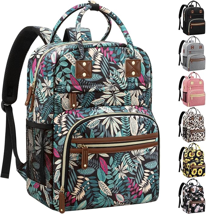 Diaper Bag Backpack Tote for Women Large Capacity, Baby Bag with Insulated Pockets Multifunctional Diaper Bags For Baby Girl Boy Waterproof Baby Bags For Boys Girls Mama Maternity Bag Colorful Leaves-CubbioJoy