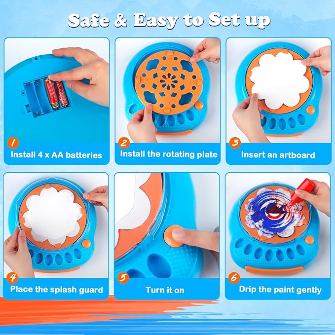 Arts and Crafts for Kids Ages 4-8,Paint Spin Art Machine Kit,Art Craft Set for 6-9 Year Old,Cool Painting Spinner Toys Kits Set,Art Supplies Birthday Gifts for Boy Girl Ages 6 7 8 9 10 11 12 Blue-CubbioJoy