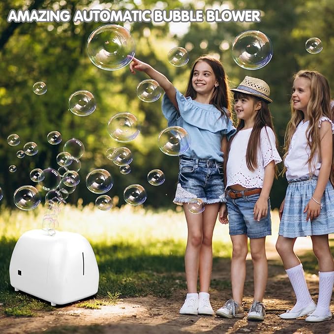 Bubble Machine for Kids Parties Bubble Maker Operated by Plugin or Batteries Outdoors Blower Life Theme Parties Weddings Birthday Parties Create Bubble World Gifts for Boys and Girls-CubbioJoy