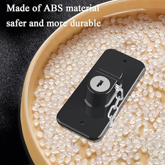 Child Proof Door Lock (2 Pack), Door Locks for Kids safety & Cat Door Latch, for Fridge Lock, Cabinet Locks, Window Locks and Baby Proofing, Strong non-marking Adhesive No Drilling (Black)-CubbioJoy