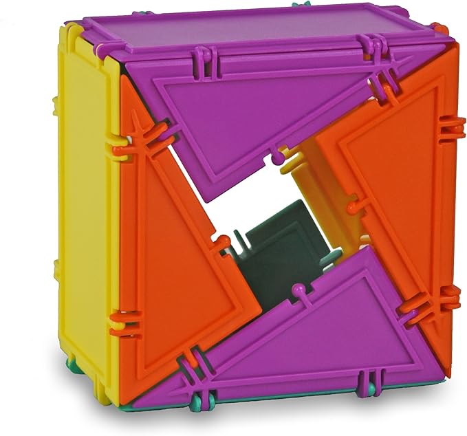 3D Building Set for Learning Math, Includes Many Online Activities,32-pc, Made in USA (Triangle/Rectangle/Square)-CubbioJoy