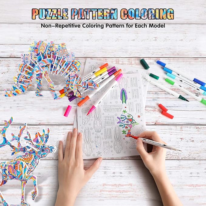 BEARUN 3D Coloring Puzzle Set, Arts and Crafts for Girls and Boys Age 6 7 8 9 10 11 12 Year Old, Fun Educational Painting Crafts Kit with Supplies for Kids, Birthday Toy Gift for Kids-CubbioJoy