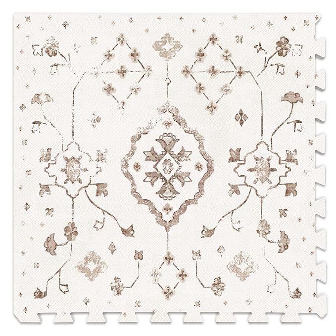 Baby Play Mat for Floor – 6x8ft Vintage Coffee | Soft Non Toxic Premium EVA Foam Tiles for Tummy Time, Crawling & Playroom – Waterproof Floor Mat for Babies & Toddlers Lillefolk (12 Tiles)-CubbioJoy