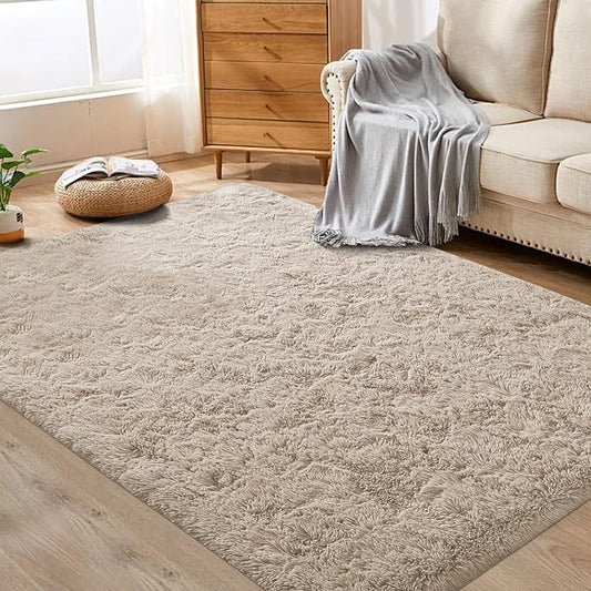 4x6 Area Rug for Living Room: Fluffy Shag Soft Washable Rugs Fuzzy Plush Indoor Carpet for Bedroom Nursery Playroom Dorm Kids Girls Boys Room (Camel, 4'x6')-CubbioJoy