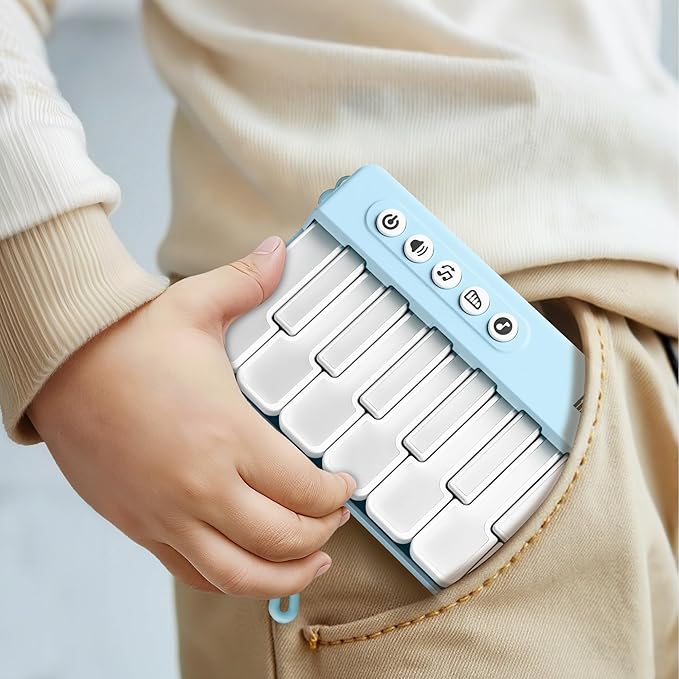 iPlay, iLearn Kids Mini Piano Toy W/Rainbow Lights, Portable Travel Piano Keyboard Toddlers Musical Instrument Learning Toys, Music Interactive Birthday Gift for 2 3 4 5 6 Year Old Boys Children-CubbioJoy