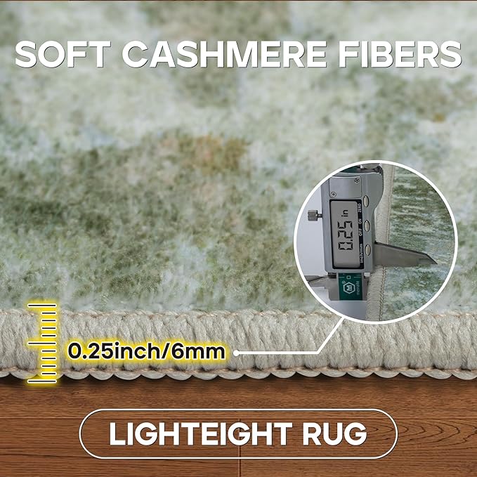 5x7 Area Rugs for Living Room Rug Washable: Modern Rug for Dining Room Bedroom Carpet Non Slip Low Pile 5 by 7 Indoor Abstract Nursery Home Office Green-CubbioJoy