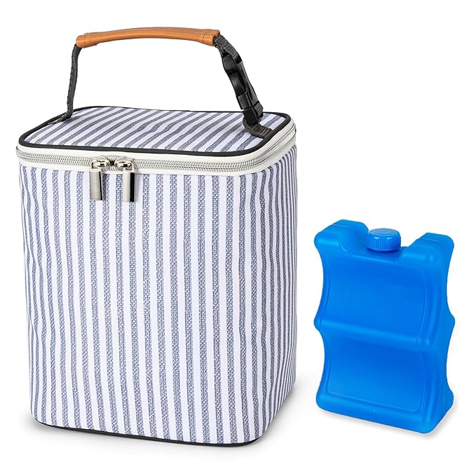 Breast Milk Cooler Bag with Ice Pack Fits 4 Baby Bottles Up to 9 Ounce, Baby Bottle Tote Bag Great for Nursing Mom Daycare-CubbioJoy