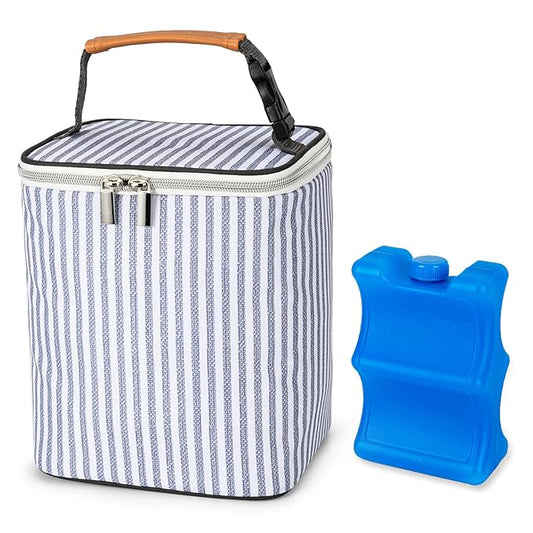 Breast Milk Cooler Bag with Ice Pack Fits 4 Baby Bottles Up to 9 Ounce, Baby Bottle Tote Bag Great for Nursing Mom Daycare-CubbioJoy