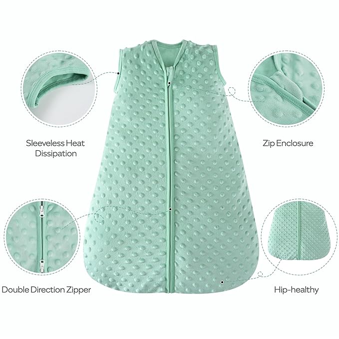 JELLYMONI Fleece Baby Sleep Sack 12-24 Months, 1.5 Tog Warm Winter Baby Wearable Blanket with Plush Dots and 2-Way Zipper, Cotton Toddler Sleep Sack-CubbioJoy