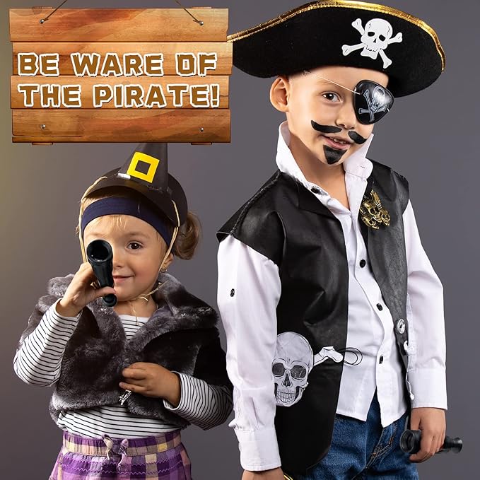 50 Pcs Halloween Pirate Telescope Bulk Pirate Party Favors Mini Plastic Monocular Telescope Toddler Spyglass Toy for Treasure Pretend Cosplay Birthday Party Black 2.6" to 5.5"-CubbioJoy