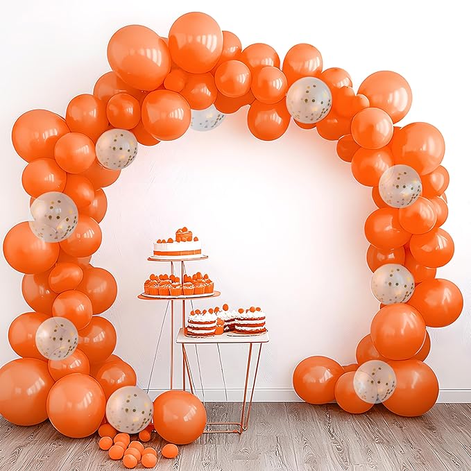 JOYIN 150 Pcs Orange Balloons, Different Sizes 18 12 10 5 Inch Orange Latex Balloon Arch Kit with Instruction for Birthday Party Graduation Wedding Holiday Decoration-CubbioJoy