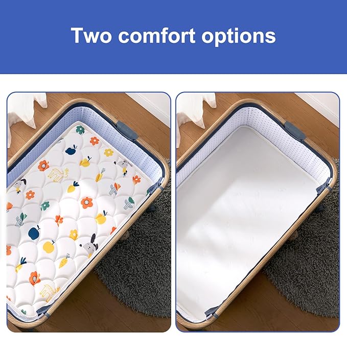 Baby Bassinet Mattress 29 x 18 inches- Firm Support and Comfort Premium Foam,Noiseless and Odorless,Hypoallergenic Small Crib Mattress, Fits Moses Basket, Dual Sided with Soft Breathable Fabric-CubbioJoy