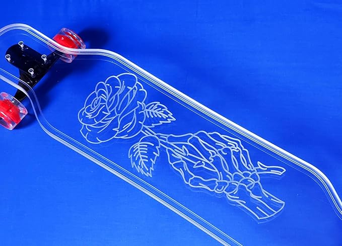 Clear Longboard Skateboard - Transparent Acrylic Long Boards with Light-Up LED Wheels for Smooth Rides - Ride The Streets in Style with Longboard Built for Beginners & Pros Alike-CubbioJoy