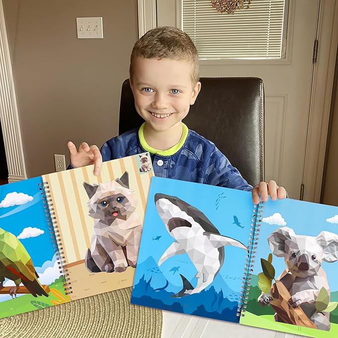 90shine 4PCS Sticker Books for Kids Ages 4-8 Sea-Maid Horned Horse Zoo Pet Themed Designs Party Gift Create 44 Pictures-CubbioJoy