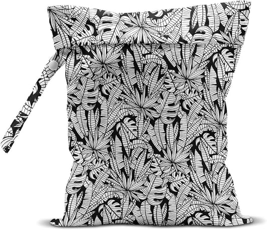 Wet Bag, Wet Dry Bag, Wet Bag for Swimsuit, Travel, Beach, Pool, Diapers, Dirty Yoga Gym Clothes, Makeup Bag, Waterproof Tropical Palm Leaves Decor Jungle Palm Leaf Favors-CubbioJoy