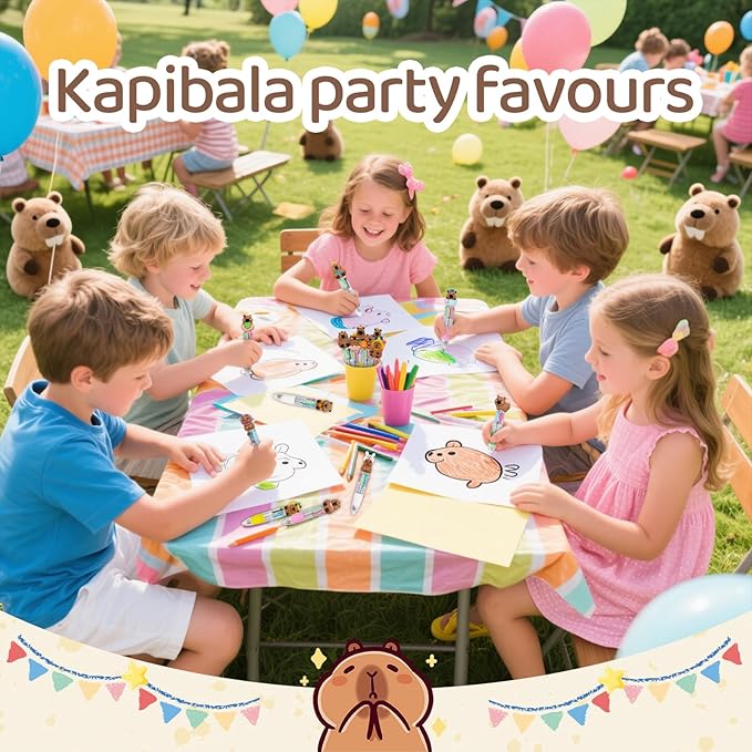 30Pcs Mini Multicolor Pens in One 4-in-1 Cute Pens Bulk for Kids, Ballpoint Pen for Birthdays and Children's Parties, Fun Gifts Assorted Ink Kawaii Pen(Capybara)-CubbioJoy