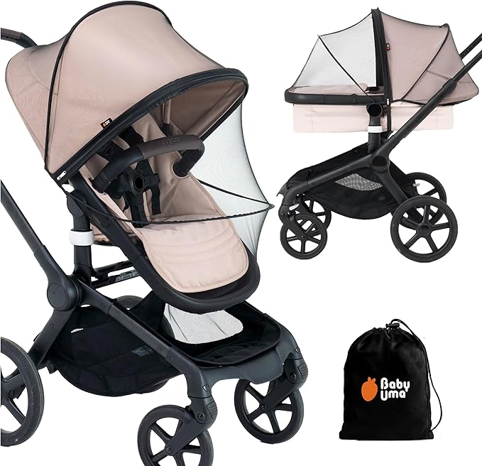 Baby Uma Baby Mosquito Net for Stroller - Universal Stroller Mosquito Net Cover, Breathable & Tear-Resistant 3D Mesh Insect Netting with Zip-up Window (+ Travel Bag)-CubbioJoy