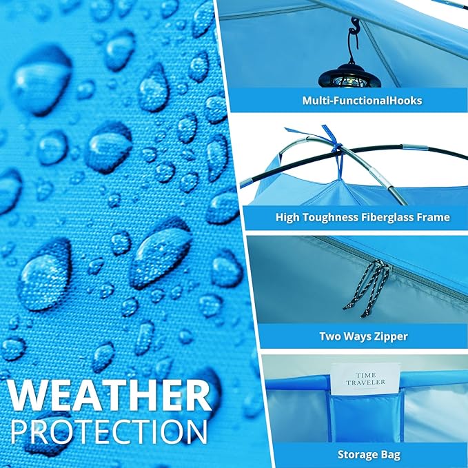 CAMEL CROWN Beach Tent UPF 50+ Sun Shelter for 2/3/5/6 Person, Lightweight Portable Sun Shade with Sand Anchor, Family Beach Day & Outdoor Adventures-CubbioJoy