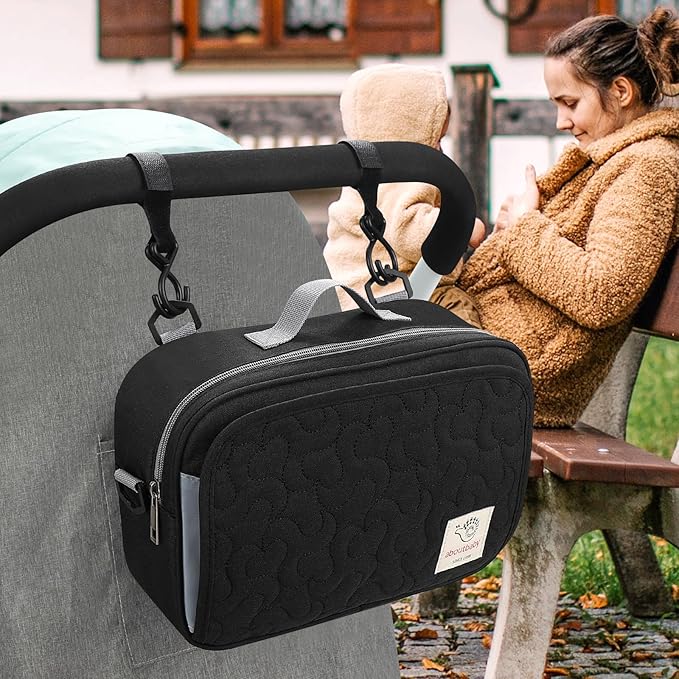 Accmor Stroller Organizer, Universal Stroller Organizer with Insulated Cup Holder Pocket, Dual Purpose Large Capacity Stroller Bag Caddy, Stroller Accessories Fits for Uppababy, Doona, Nuna Strollers-CubbioJoy