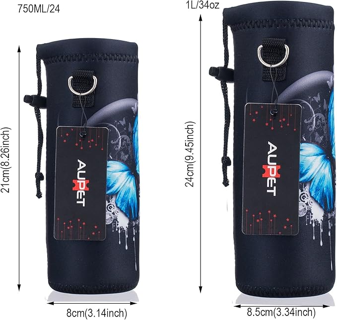 AUPET Water Bottle Bag Carrier,24oz/32oz Insulated Neoprene bottle Sling Holder Case Pouch Cover for 1000ML/750ML Bottles with Shoulder Strap for walking-CubbioJoy