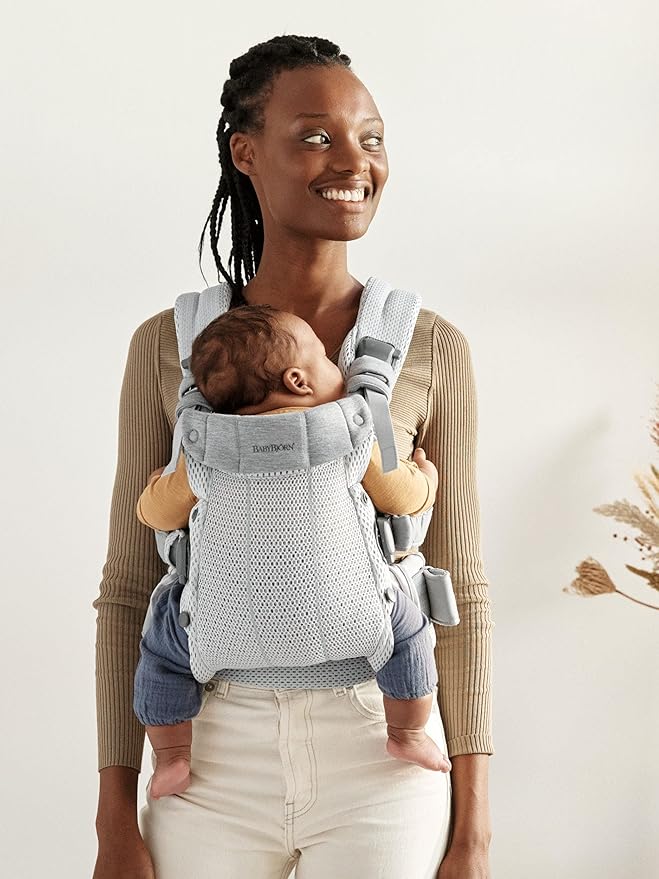 BabyBjörn Baby Carrier Harmony, Silver, 3D Mesh | 3-in-1 Ergonomic Baby Carrier; Newborn, Facing-In, Outward-Facing, and Back Carrying Positions Supported (7-40 lbs), Newborn to Toddler-CubbioJoy