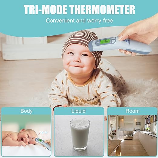 Amplim Medical Grade Forehead Thermometer for Adults, Kids, Baby, Non-Contact Digital Infrared Thermometer, Instant Read, Accurate & Fast Fever Detection, for Home, Clinic, Office Use-CubbioJoy