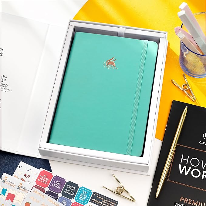 Clever Fox Planner Premium Edition – Undated Luxurious Weekly & Monthly Planner to Increase Productivity and Hit Your Goals – Organizer – Start Anytime, A5, Lasts 1 Year, Light Turquoise (Weekly)-CubbioJoy
