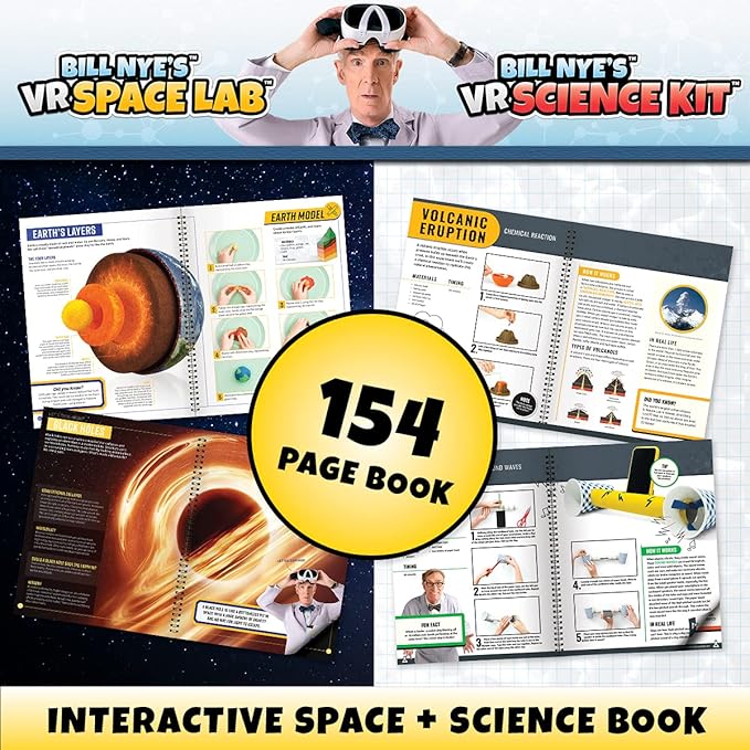 Bill Nye's VR Science Kit and VR Space Lab - Virtual Reality Kids Science Kit, Book and Interactive STEM Learning Activity Set (2 in 1 Combo Pack) - for Ages 8 and Up [Packing May Vary]-CubbioJoy