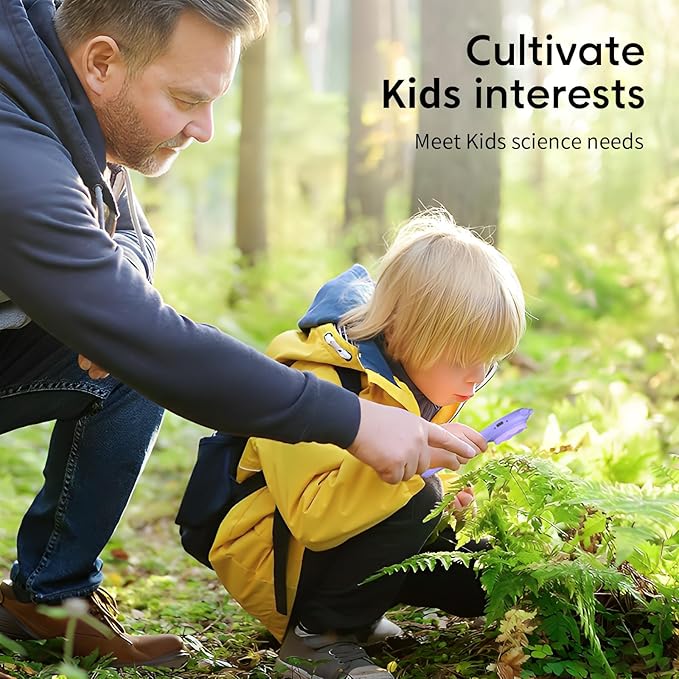 2Pcs Purple Kids Microscope-200X Fixed Focus Miniscope Portable Handheld Pocket Microscope -Science Toy for Toddlers, Christmas Birthday Gifts for Age 5 6 7 8 9 10 11 12 Girls Boys-CubbioJoy