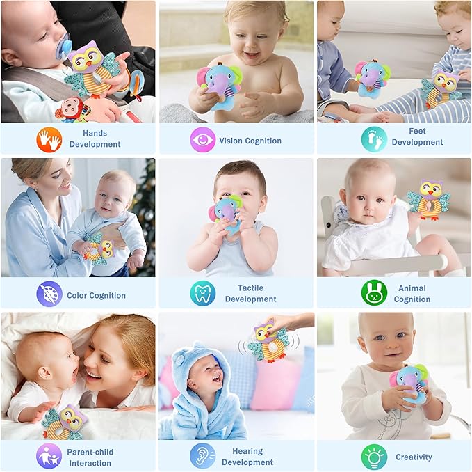 BLOOBLOOMAX Sock rattles for Babies 0-24 Months Baby Animal Foot Finder Educational Toys-CubbioJoy