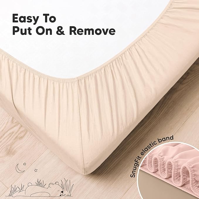 KeaBabies 2-Pack Organic Crib Sheets for Boys, Girls - 52x28 Fitted Crib Mattress Sheet Neutral, Breathable Jersey Cotton Cover for Baby Bed, Toddler Mattress, Soft & Cute Prints (Cameo)-CubbioJoy