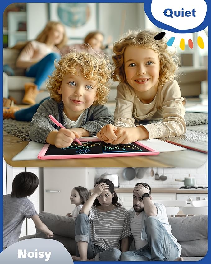 Bravokids 12 Inch LCD Writing Tablet for 3 Year Olds - Electronic Drawing Pad and Doodle Board as Educational Birthday Gifts for Girls and Boys (Pink)-CubbioJoy