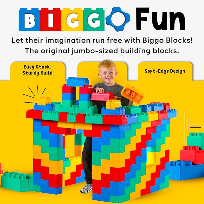 Big Blocks for Kids Ages 4-8 — Indoor & Outdoor Blocks for Kids Games — Large Building Blocks (48 pc) Learner Set-CubbioJoy