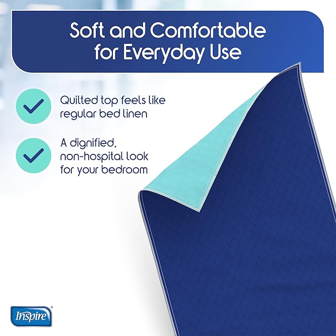 Inspire Waterproof Washable Mattress Pad, Quilted and Dark Colored to Hide Stains, Oversized 34"x 72" – Adults and Kids Reusable Underpad for Incontinence-CubbioJoy