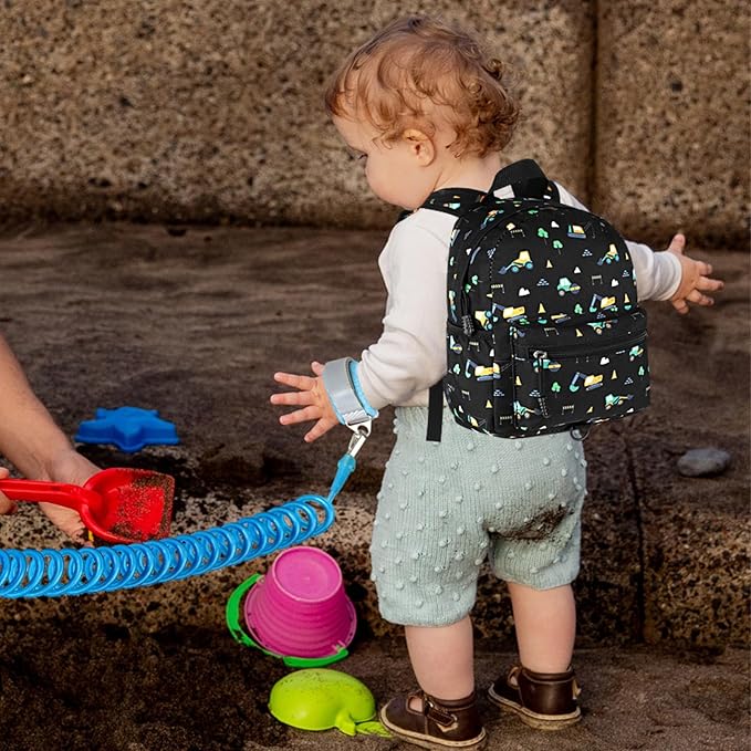 Accmor Toddler Backpack Leash, Mini Child Backpack with Anti Lost Wrist Link, Cute Kids Backpack Walking Harness for Outdoor Travel, Adorable Excavator Backpack Tether for Baby Boys Girls Ages 1-3-CubbioJoy