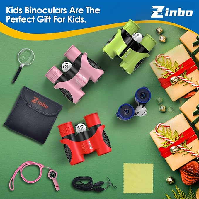 Binoculars for Kids, Toys for 3-12 Year Old Girls and Boys, Bird Watching Hiking 4 5 6 7 8 9 Year Old Girl Boy Christmas Birthday Gifts, Outdoor Toys for Kid Set with Magnifying Glass & Compass-CubbioJoy