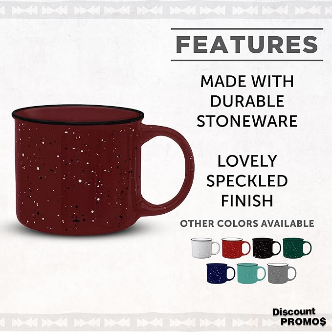 DISCOUNT PROMOS Ceramic Campfire Coffee Mugs 13 oz. Set of 10, Bulk Pack - Perfect for Tea, Espresso, Cappuccino, Hot Cocoa - Maroon-CubbioJoy