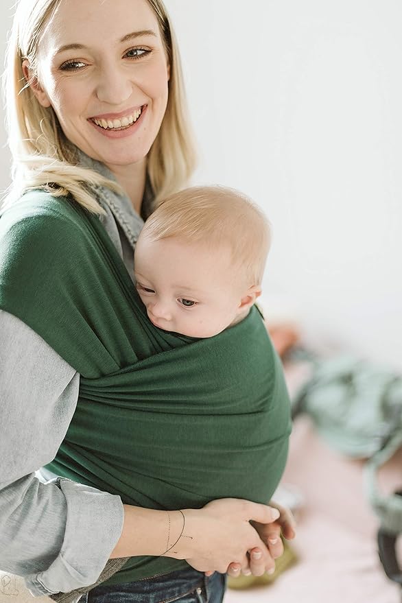 Boba Baby Wrap Carrier – Original Baby Sling Carrier for Newborns (7–35 lbs), Soft, Secure, Hands-Free & Ergonomic, Ideal for Comfortable Bonding, New Parents (Serenity Rainforest)-CubbioJoy